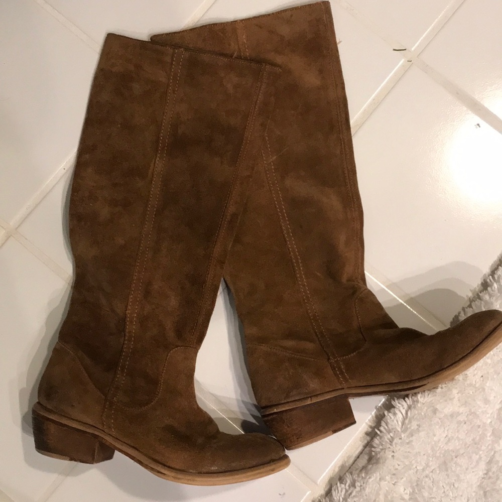 Bronx Tan Brown Suede knee high boots sz 6